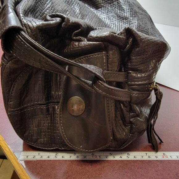 Aleya New York Genuine Woven Leather Brown Shoulder Purse Bag Vintage Travel - Picture 5 of 12